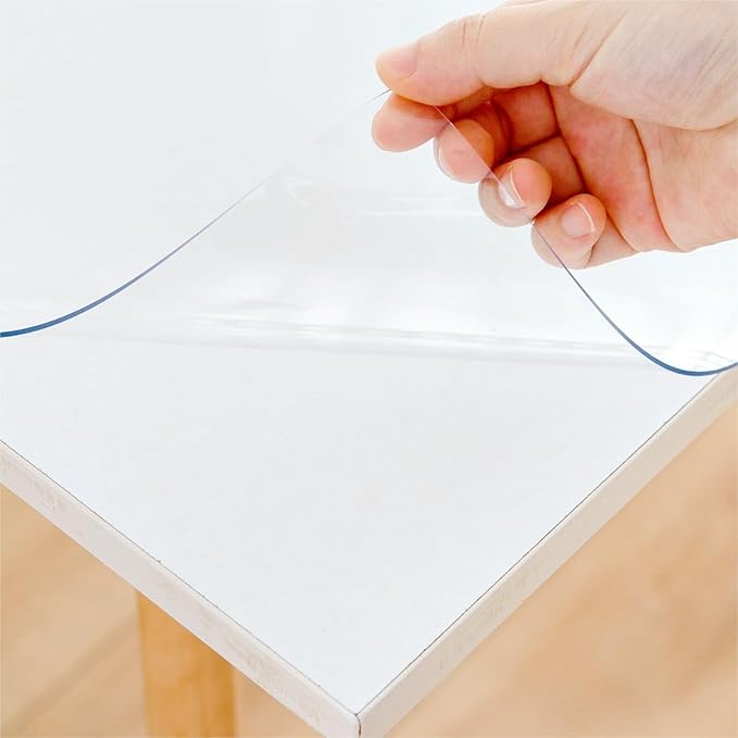 30 x 30 Inch Clear Table Cover Protector, Clear Table Protector for Dining Room Table, 1.5mm Plastic Table Cover, Waterproof Table Pad for Kitchen, Office