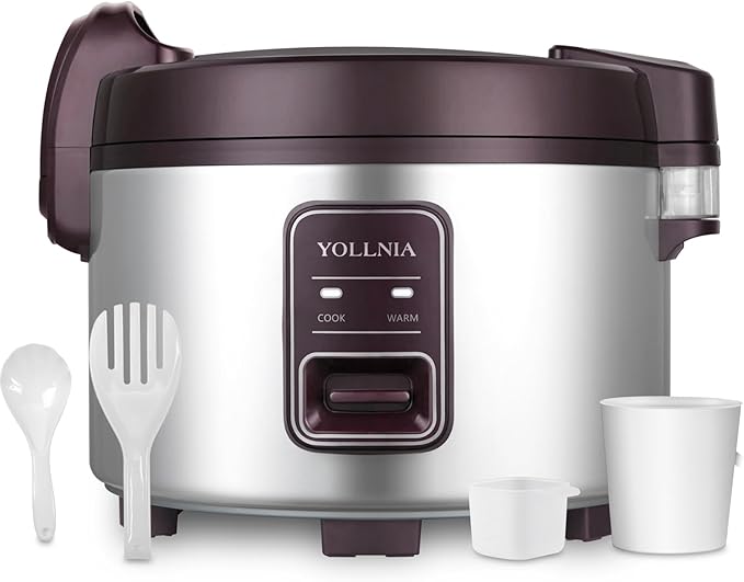 Commercial Large Rice Cooker & Food warmer | 13.8QT/65 Cup cooked rice | Non-stick Inner Pot |Auto Warmer Mode |1350W Fast Cooking