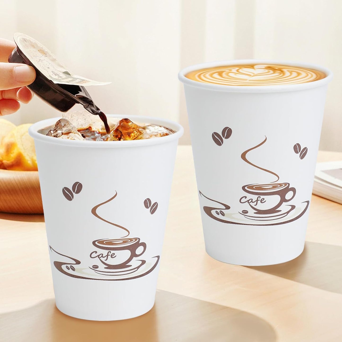 Lamosi 500 Pack 12 OZ Coffee Cups, Disposable Paper Cups for Hot/Cold Beverage, Leak-Free Paper Coffee Cups no Lids for Cafe, Restaurant, Office and Home