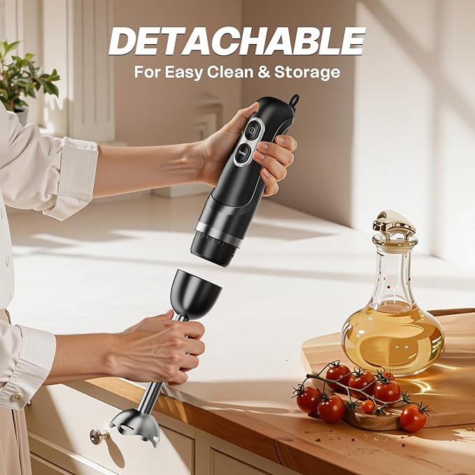Immersion Blender Handheld, Corded Electric Blenders Portable Stick Mixer with 2 Mixing Speed and Stainless Steel Blades Emulsifier for Effortless Blending Soup, Smoothies, Puree or Baby Food