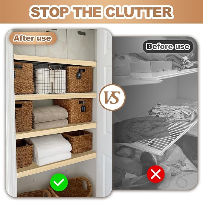 5 Pcs Wire Rack Covers 24x16x2.5 inch PVC Pantry Shelf Cover 0.31 inch Thick Removable Closet Wire Rack Shelf Covers,Decoration Kitchen Bathroom Office Shelving (Wood Color,24x16x2.5inch)