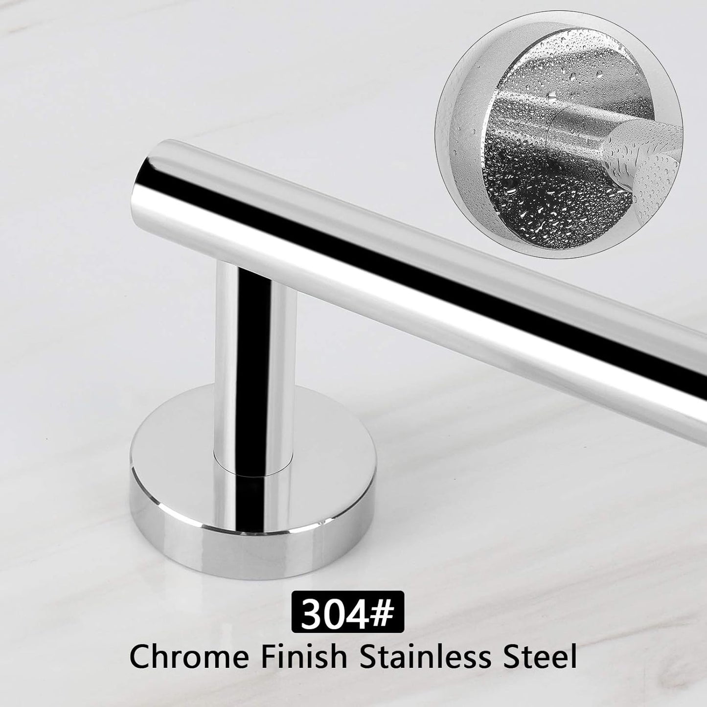 NearMoon Bathroom Towel Bar, Bath Accessories Thicken Stainless Steel Shower Towel Rack for Bathroom, Towel Holder Wall Mounted (1 Pack, Chrome Finish, 24 Inch)