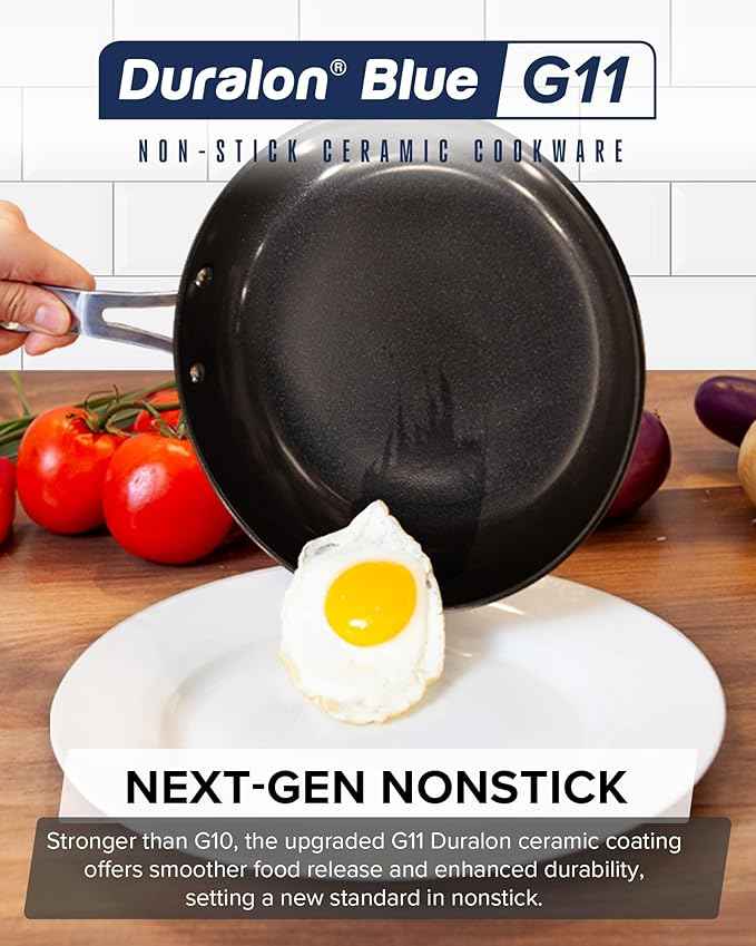 Nuwave Healthy G11-Pots and Pans Set Non Stick, 9H Near-Diamond Hardness Scratch-Resistant, Works on All Stovetops, PFAS Free, with Frying Pans, Saucepans & Glass Lids, Stay-Cool Handles, Tinsel