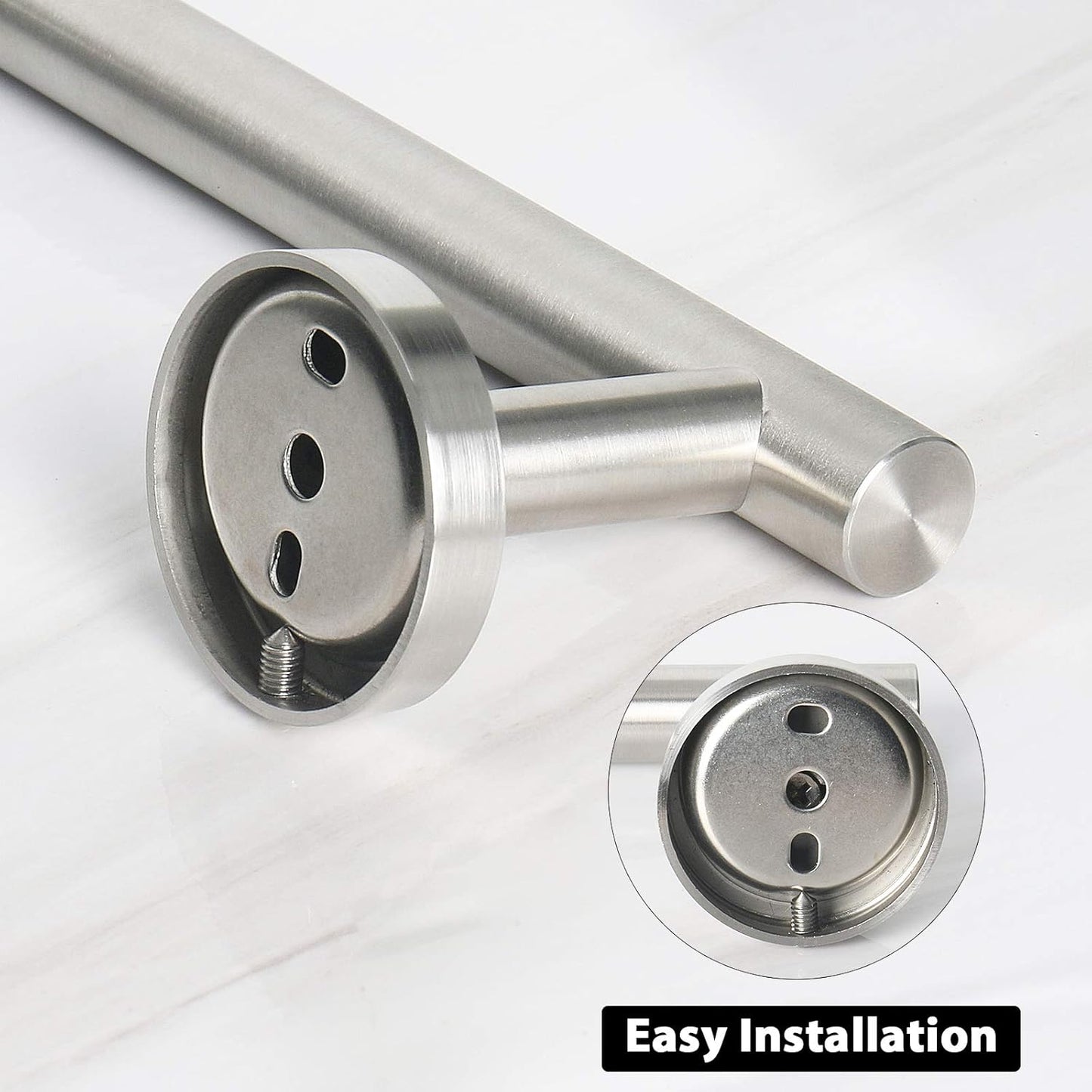NearMoon Bath Towel Bar, Bath Accessories Thicken Stainless Steel Shower Towel Rack for Bathroom, Towel Holder Wall Mounted (2 Pack, Brushed Nickel, 16 Inch)