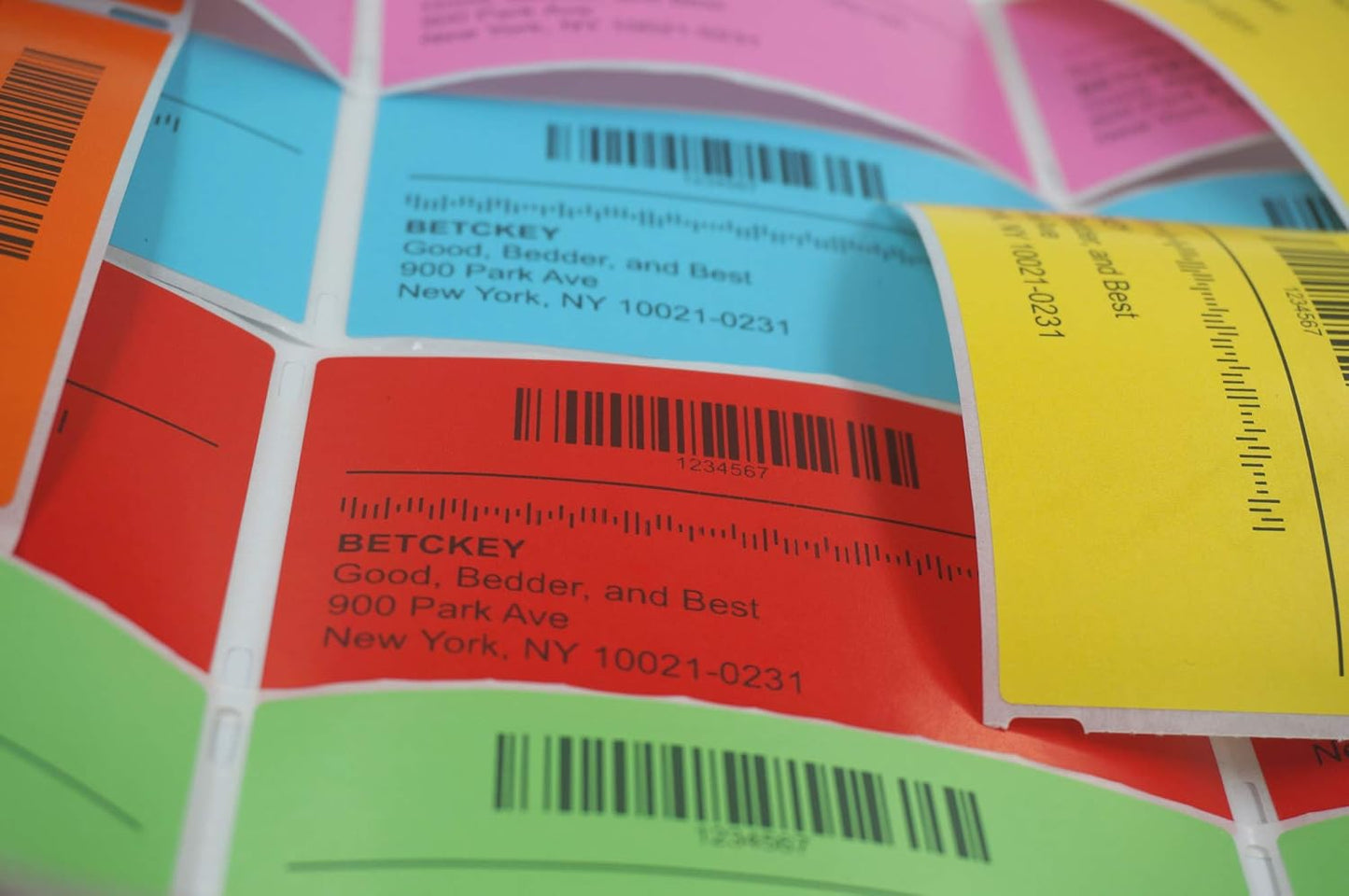 BETCKEY - 2" x 1" UPC Barcode & Address Labels Compatible with Zebra & Rollo Label Printer,Premium Adhesive & Perforated[Red, 6 Rolls, 7800 Labels]