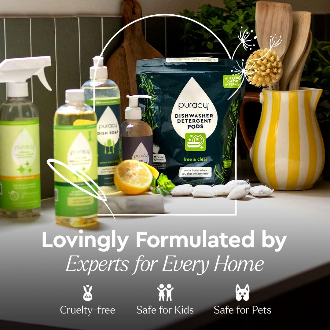 Puracy Dishwasher Pods, Natural Dishwasher Detergent, Citrus Skies Dish tabs - Enzyme-Powered, Spot & Residue Free - TikTok Trend Items, Must Haves from TikTok Made Me Buy It (Citrus Skies, 50 Count)