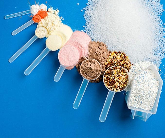 Plastic Measuring Scoop, 1/2 Teaspoon (2.5 cc | 2.5 mL) Long Handle Spoons for Powders, Granules, Coffee, Pet Food, Baking Supplies, Protein and Other Dry Goods, BPA Free (Set of 5)