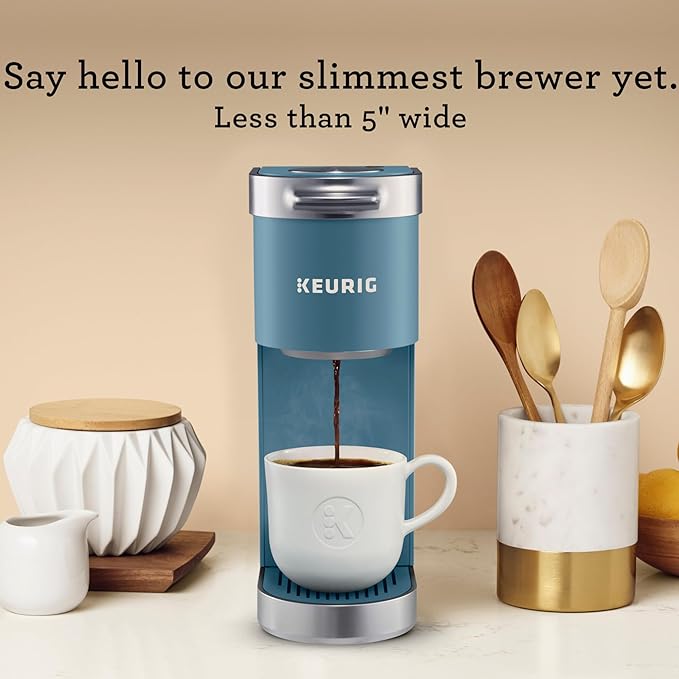 Keurig K-Mini Plus Single Serve K-Cup Pod Coffee Maker, with 6 to 12oz Brew Size, Stores up to 9 K-Cup Pods, Travel Mug Friendly, Evening Teal