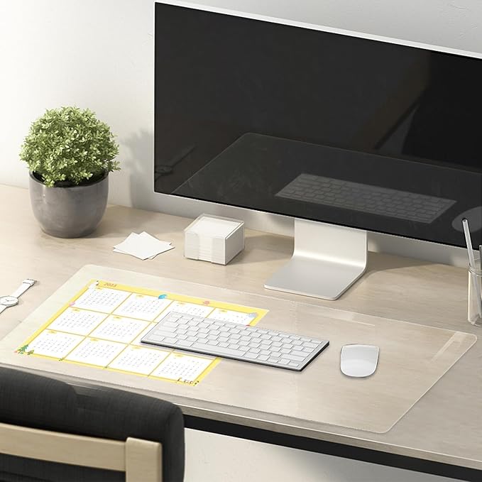 14 x 51 Inch Clear Table Cover Protector, Clear Desk Mat, Transparent Table Protector, 1.5mm Plastic Table Cover, Vinyl Table Protector, Desk Mats on Top of Desks