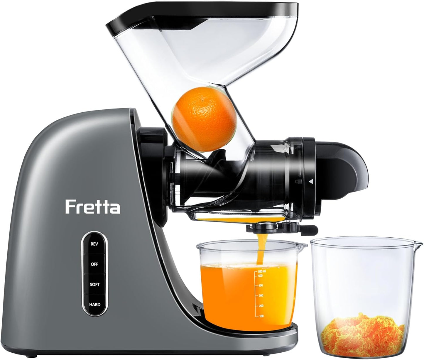 Cold Press Juicer,Juicer Machines Vegetable and Fruit with 3'' Feeding Chute, Masticating Slow Juicer Extractor, Easy to Clean,2 Speed, BPA-Free, 200W (Cool Grey)