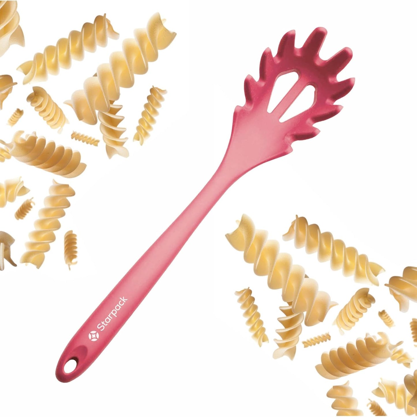 Starpack 'Forking Good' XL Premium Silicone Pasta Fork (13.5") - Spaghetti Spoons High Heat Resistant to 600°F - Silicone Pasta Spoon Strainer - Server Spoon with Teeth - Server Utensil for Pastas