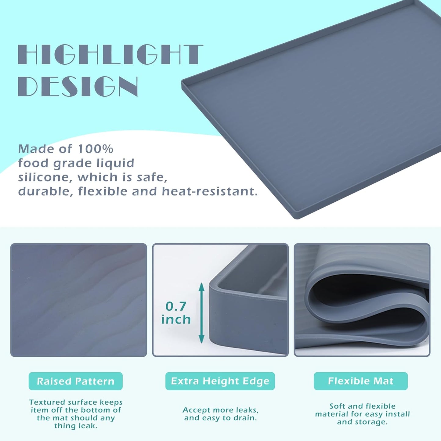 URMONA Waterproof Silicone Under Sink Mat 40'' x 22'' Shelf Liner for Kitchen and Bathroom, Cabinet and Counter Protector, Storage and Organizers, Litter Mat, Pet Cat Puppy Essentials(Cream)