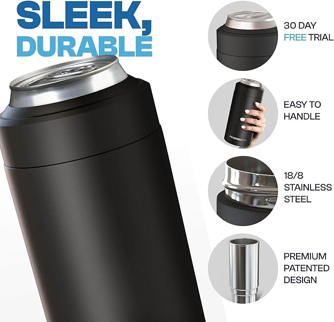 Frost Buddy Universal Buddy Can Cooler - Fits All - For Regular 12 & 16 oz or Slim-Size Bottles - Insulated Double-Walled Stainless Steel (Ice Cream)