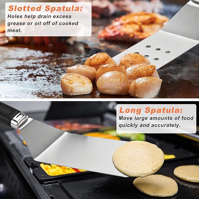 27 PCS Griddle Accessories Kit, Flat Top Grill Accessories Set for Camping, Professional Griddle Spatula Set with Melting Dome, Burger Press for Outdoor BBQ Cooking
