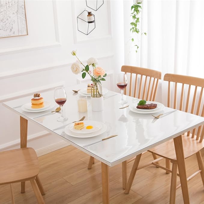 60 x 60 Inch Clear Table Cover Protector, Clear Table Protector for Dining Room Table, 1.5mm Plastic Table Cover, Waterproof Table Pad for Kitchen, Office
