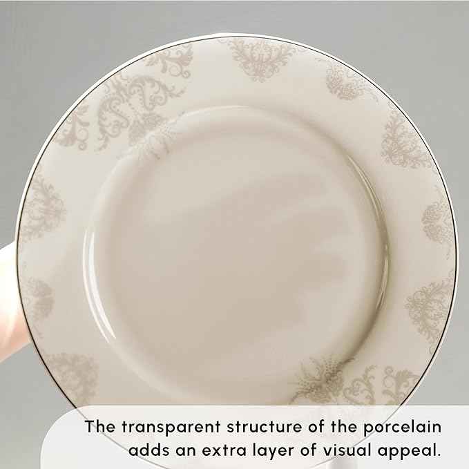 Karaca Siena 53-Piece Porcelain Plates and Bowls Set with Dinner & Dessert Plates, Shakers - Bone China Dishware Sets - Kitchen Dinnerware Set for 12 People