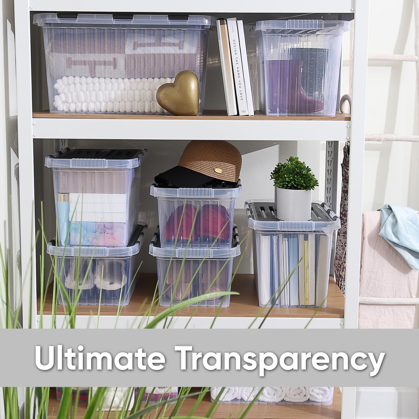 Superio Storage Bins with Lids, Clear Plastic Containers for Organizing, Stackable Totes, BPA Free, Odor Free, Organizer Boxes for Home, and Dorm (2 Pack, 20.25"x14"x14.6")