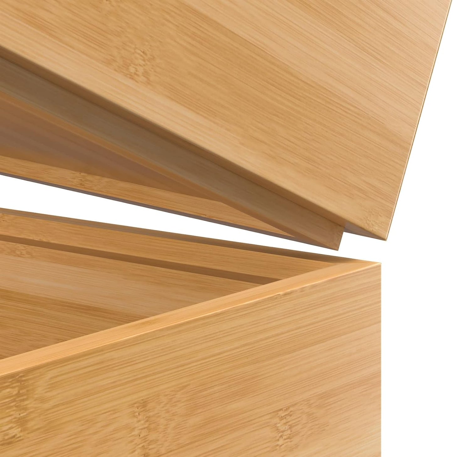 Silverware Tray for Drawer, Stackable Kitchen Bamboo Drawer Organizer 12" x 3" x 2" Set of 2