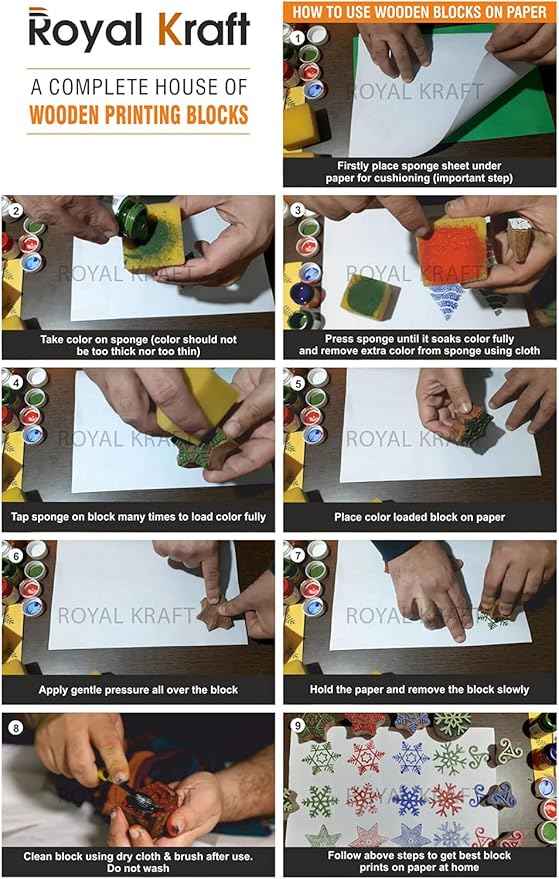 Royal Kraft Assorted Wooden Block Printing Stamps (Set of 100) Bulk01_100
