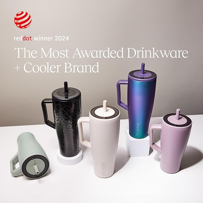 BrüMate Era 40 oz Tumbler with Handle & Straw | 100% Leakproof Insulated Water Bottle Tumbler with Lid & Flexible SoftSip Straw | Made of Stainless Steel | Cup Holder Friendly | 40oz (Onyx Leopard)