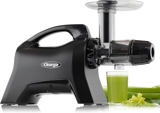 Omega Cold Press Juicer Machine, Vegetable and Fruit Juice Extractor and Nutrition System Makes Nut Milks Baby Food and Sorbets, Triple-Stage 80-RPM Slow Masticating Juicer, 200-Watts, Black
