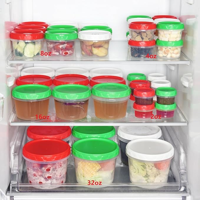 EONJOE 2 oz Plastic Containers with Lids Small Salad Dressing Container To Go Condiment Sauce Dipping Cups Jar Airtight,12-pack