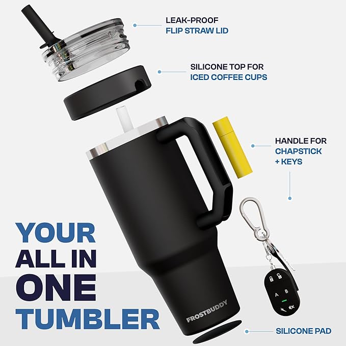Thicc Buddy - 40 oz Stainless Steel Vacuum Insulated Tumbler with Lid and Straw for Water - Travel Mug Cupholder Friendly - Gifts for Women Men Him Her (Emerald Glitz)