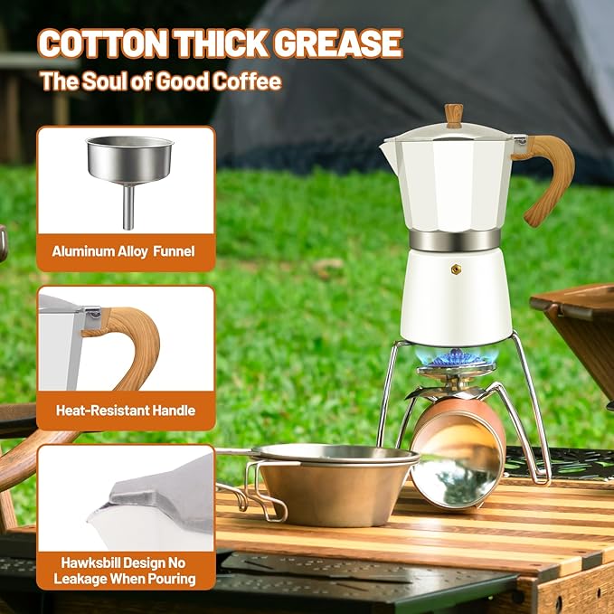 3 Cup Aluminum Espresso Stovetop Moka Pot Express Coffee Maker Percolator Italian Classic Mocha Coffee Machine for Italian and Cuban Cafe Brewing for Home & Camping 150ml 5oz