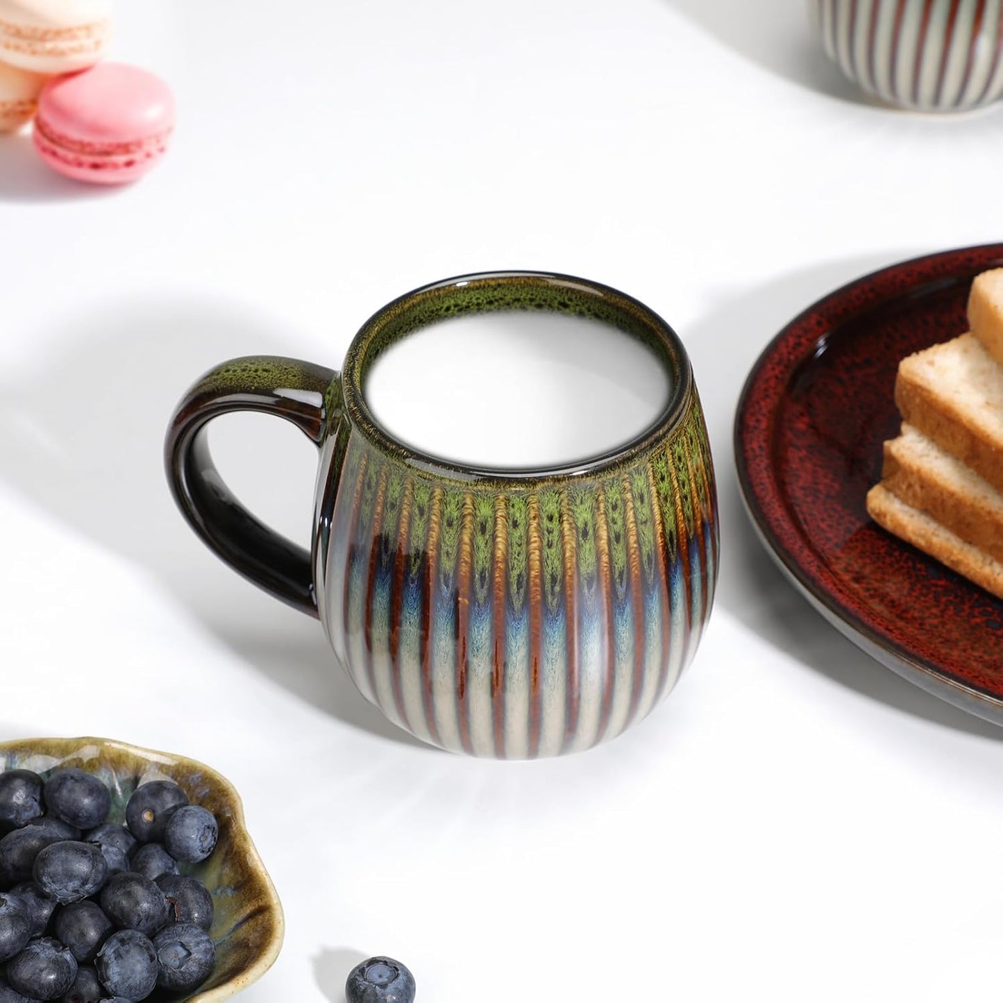 CosyCorner Ceramic Coffee Mugs Set, 17 oz Large Coffee Cups for Home and Office, Ceramic Cup for Coffee & Tea（B×4 pcs）