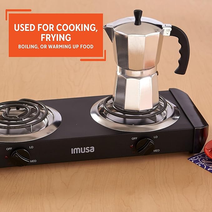 IMUSA USA GAU-80306 Electric Double Burner 1750-Watts , Black
