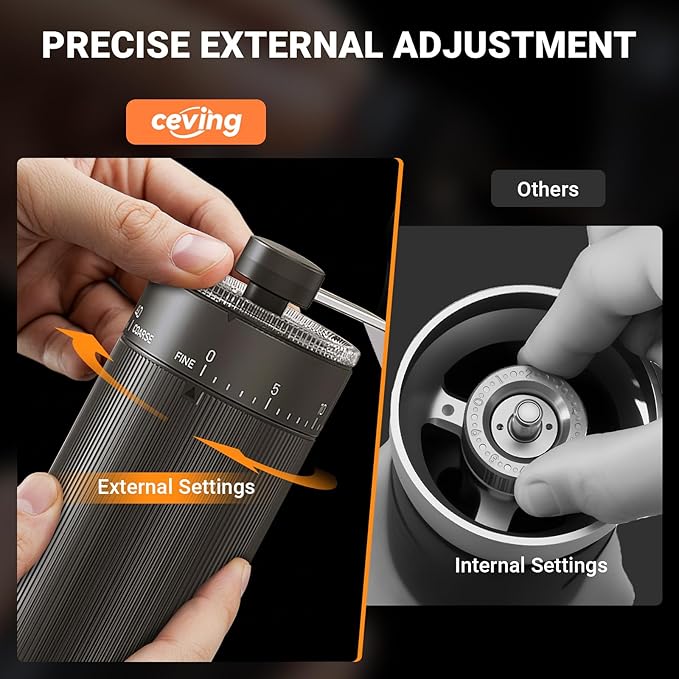 Mini Manual Coffee Grinder with 40 Adjustable Settings, Portable Hand Coffee Bean Mill with 30g Capacity, Conical Burr Coffee Grinder with Crank for Travel, Camping, Office, Espresso, Pour Over, etc
