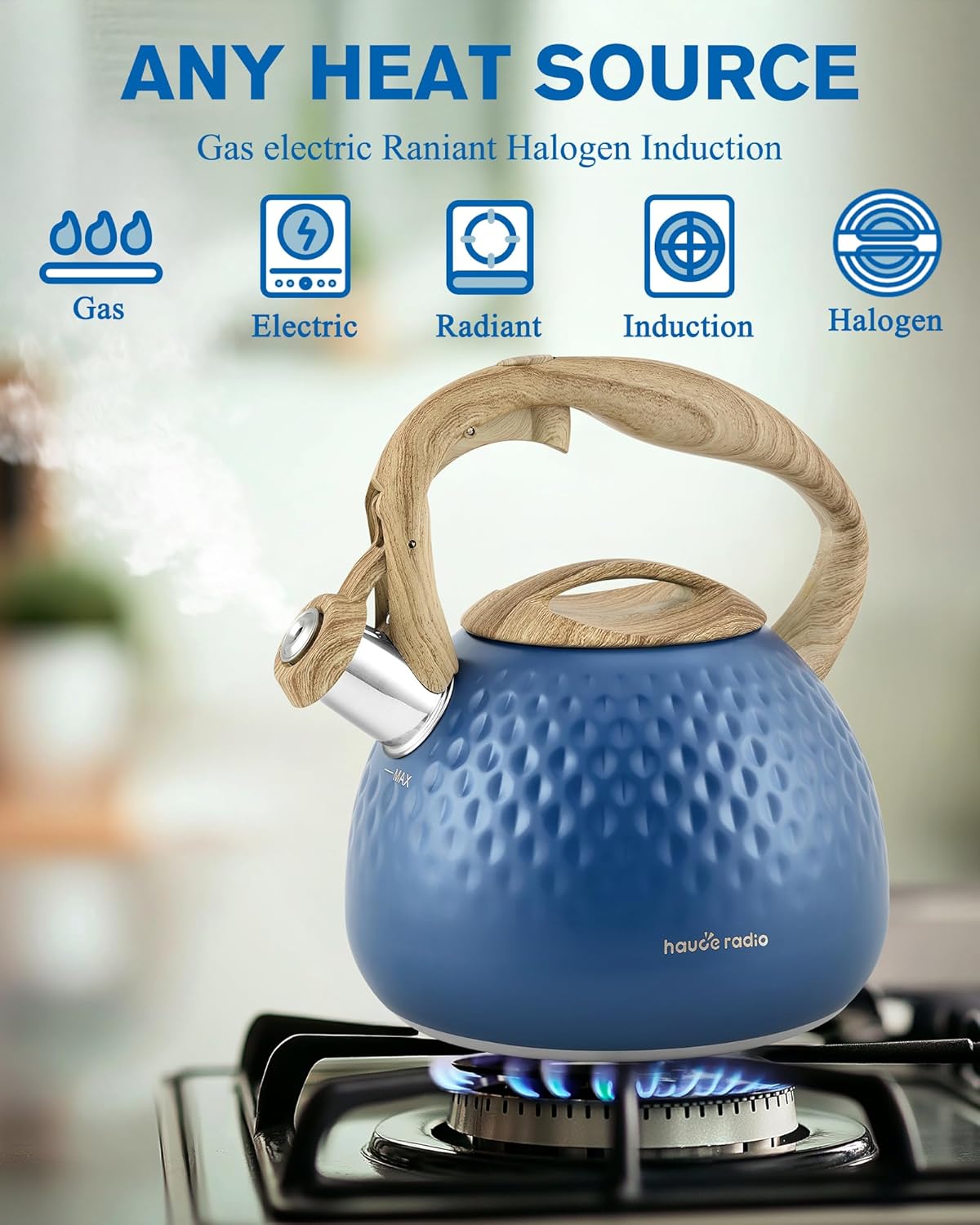 Tea Kettle,2.5 Quart Stovetop Tea Kettles Loud Whistle,Food Grade Stainless Steel Water kettles for Stove Top with Anti-hot Ergonomic Handle,Suitable for All Heat Sources