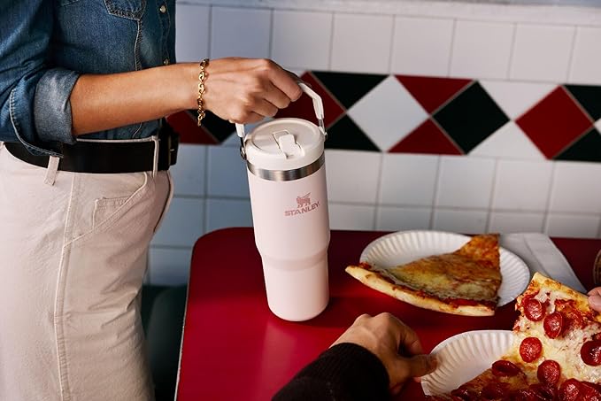 STANLEY IceFlow 2.0 Flip Straw Tumbler with Handle 20 oz | Twist On Lid and Flip Up Straw | Leakproof Water Bottle | Insulated Stainless Steel | BPA-Free | Dark Blossom