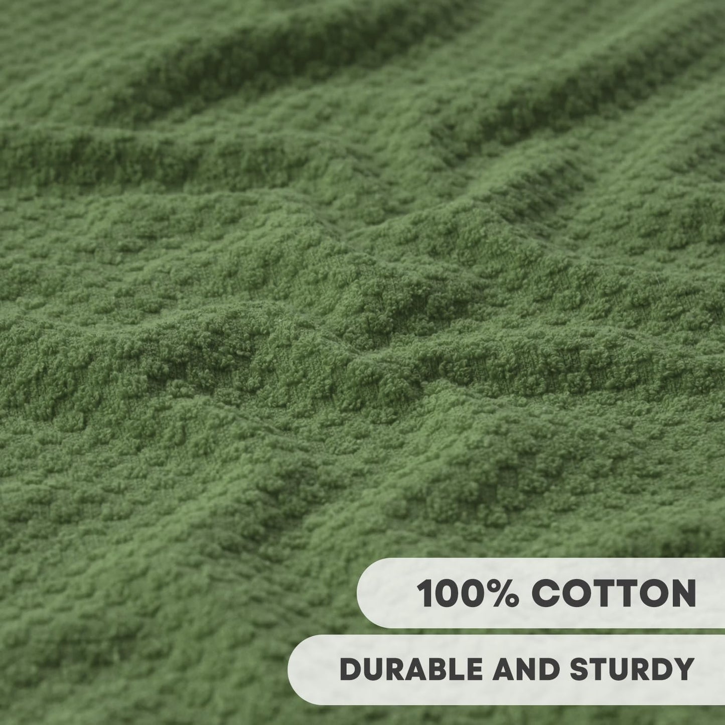 Artoid Mode Ring Spun Cotton Green Dishcloth Kitchen Towels, 12x12 Inch Ultra Soft Absorbent Quick Drying Household Cleaning Kitchen Rags Set of 6
