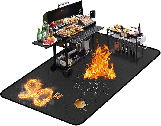 90 ×48 inches Under Grill Mat Fit Blackstone 28in & 36in Griddle/ Griddle Mat for Blackstone, Grill Mat for Outdoor Grill, Grilling Mats BBQ Mats for Grilling to Protect Deck Patio Pavers Gas Grills