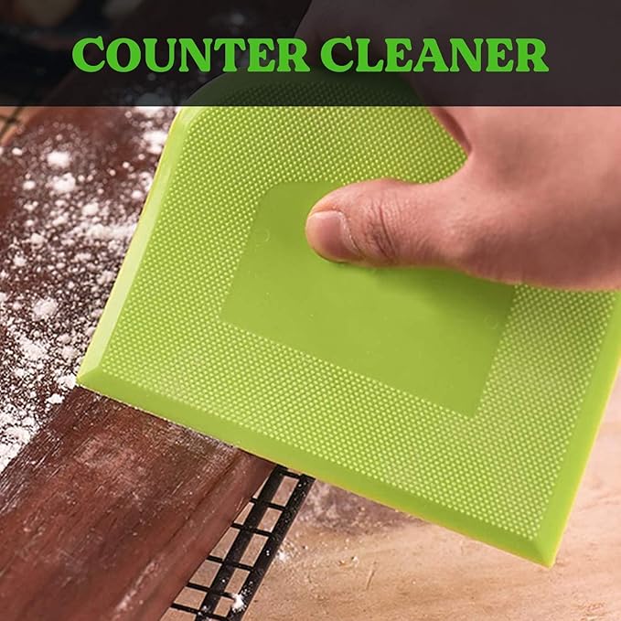 SURDOCA Dough Scraper Bench Scraper - 3P 10.6x6.7" Plastic Flexible Bowl Scraper, Sharp Edge & Angles Cake Scraper. Non-Slip Bakeware Decorating Tools Sculpting & Modeling Tools - Green+Blue+White