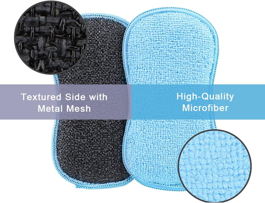 HOMEXCEL 6 Pack Multi-Purpose Scrub Sponges Kitchen, Dish Sponge, Non-Scratch Microfiber Sponge for Efficiently Cleaning Dishes, Pots, and Pans (Multicolor)