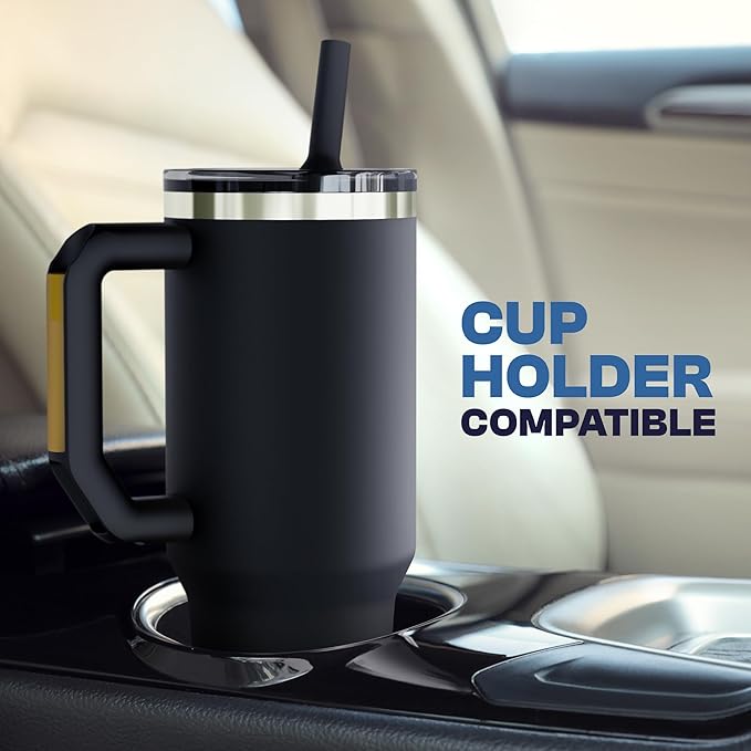 Frost Buddy Thicc Buddy - 40 oz Stainless Steel Vacuum Insulated Tumbler with Lid and Straw for Water - Travel Mug Cupholder Friendly - Gifts for Women Men Him Her (Ice Cream)