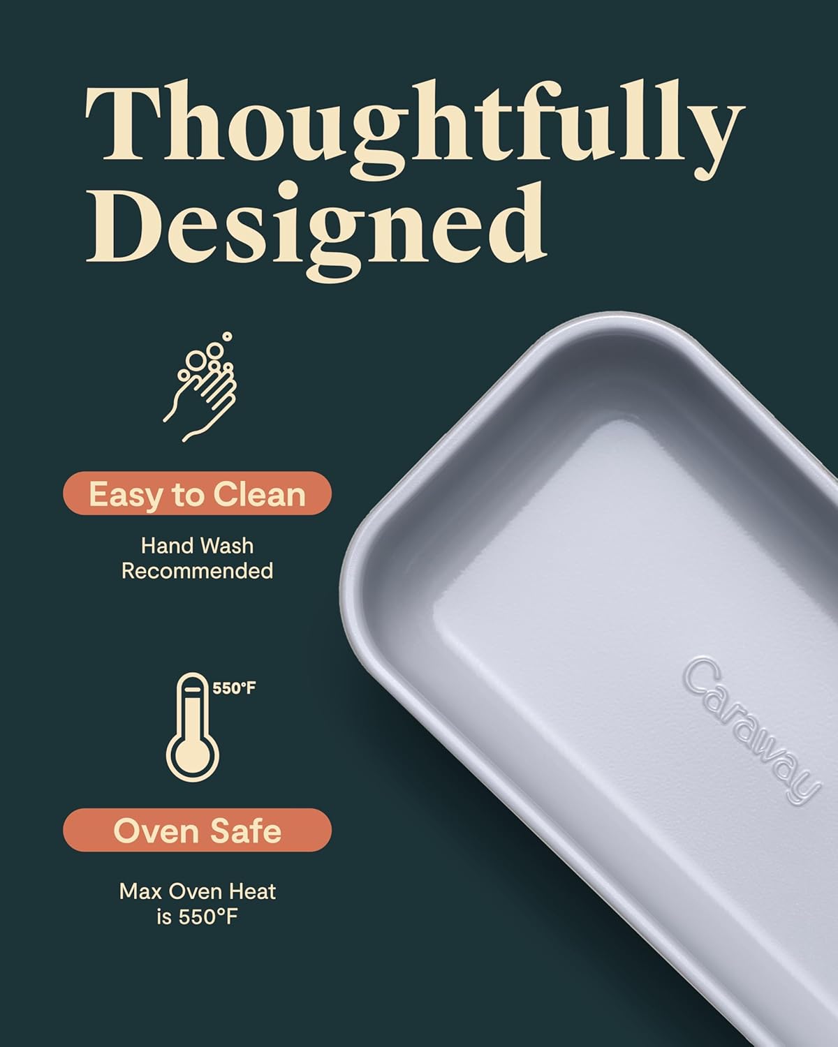 Caraway Non-Stick Ceramic 1 lb Loaf Pan Duo - Naturally Slick Ceramic Coating - Non-Toxic, PTFE & PFOA Free - Perfect for Pound Cakes, Breads, & More - Gray