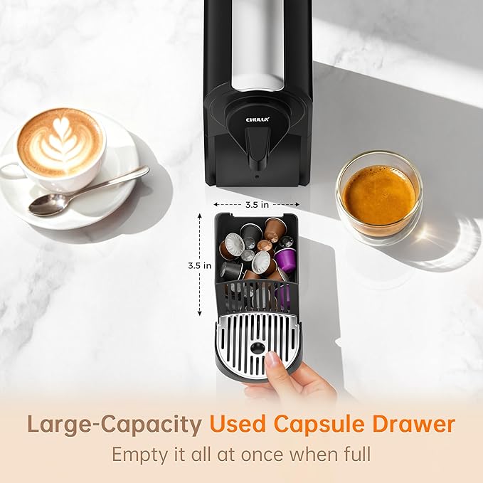 CHULUX Upgrade Bafè-Pro Espresso Machine for Nes Original Pods, 20Bar Rapid Extraction Home Espresso Coffee Maker for Espresso & Lungo, Black