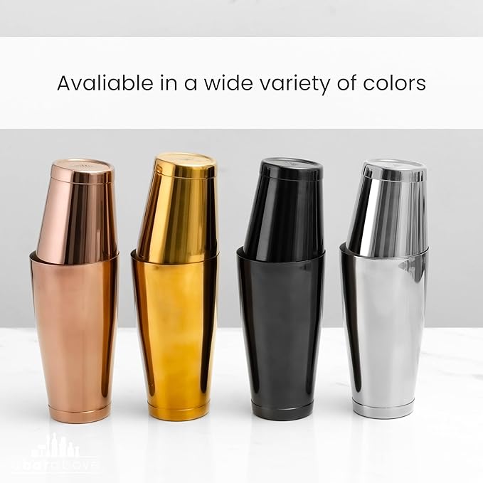 A Bar Above Professional Boston Shakers Set 18 oz Weighted Stainless Steel Cocktail Shaker Set for Bartenders, Premium 304 Steel Bar Shaker, Essential Bartending Tools for Mixing Drinks