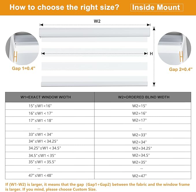 Persilux Zebra Shades Cordless, Light Filtering Roller Blinds for Windows (23" W x 72" H, White) Light Control for Day and Night, Sheer Shades for Home, Office, Bedroom, Bathroom
