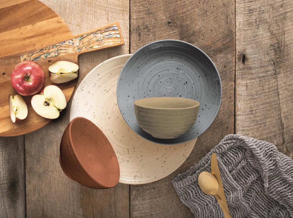 Sango Siterra Painter's Palette 16-Piece Stoneware Dinnerware Set – Service for 4, Multicolor with Unique Flecked Design, Perfect for Everyday Dining & Entertainment, Microwave & Dishwasher Safe