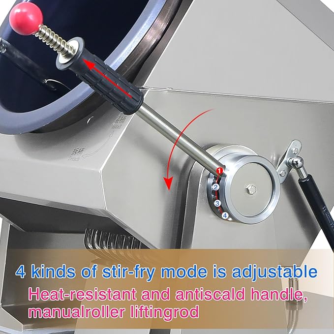 Commercial Automatic Stir Fry Wok Machine with water spray,Automatic 360° Stir Fry Cooker,Automatic Cooking Machine,Drum Type Stir Frying Machine(Natural Gas, Countertop)