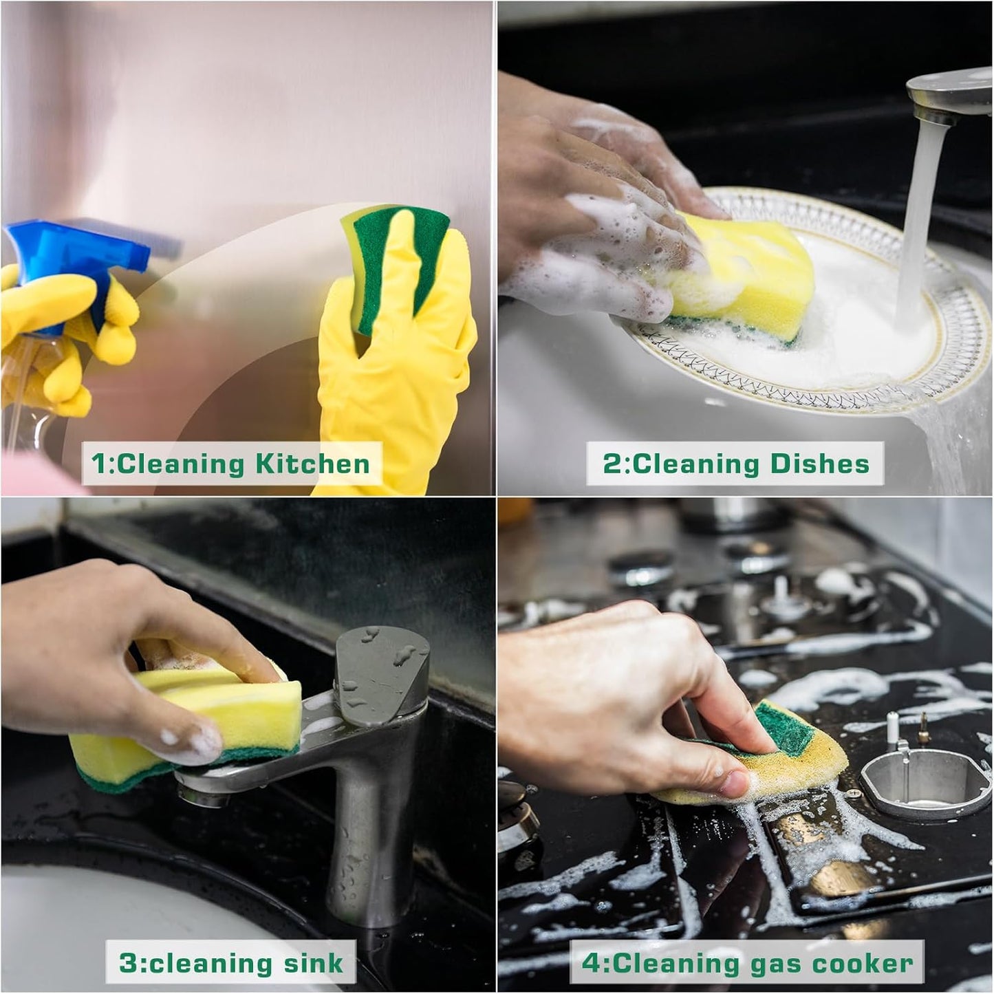 300 Pack Kitchen Cleaning Sponges, Eco Non-Scratch for Dish,Scrub Sponges