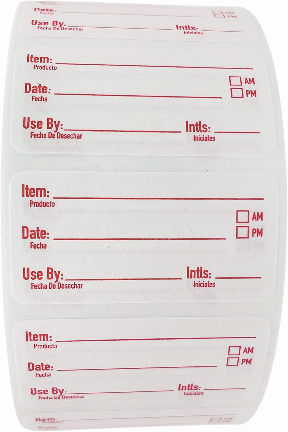 2x1 Dissolvable Food Labels, 250 Label Stickers, Bottle Labels for Storage Bins, Sticker Labels for Food containers, (250, Red)