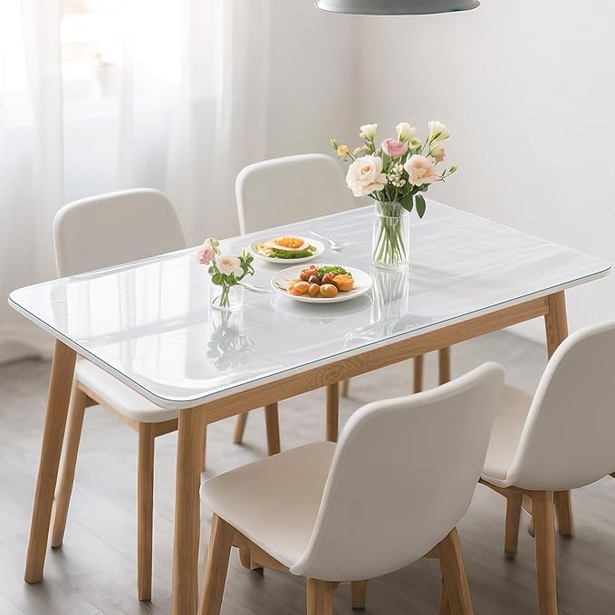 Clear Table Protector 42 x 72 Inch, 1.9mm Thick Waterproof PVC Plastic Table Cover, Durable Table Pad for Dining Room, Kitchen, Writing Desk, and Coffee Tables