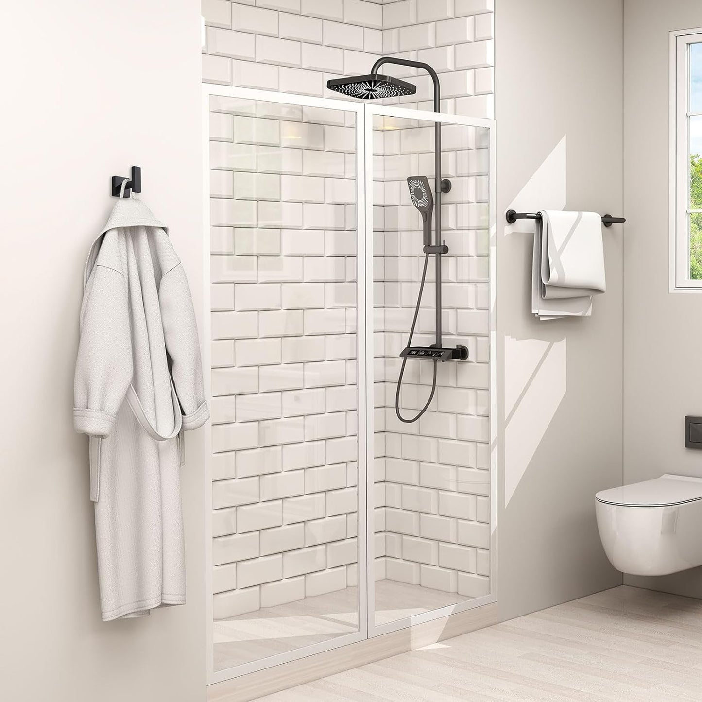 Angle Simple Towel Hook for Bathroom, Stainless Steel Hand Towel Coat Hook for Wall, Matte Black