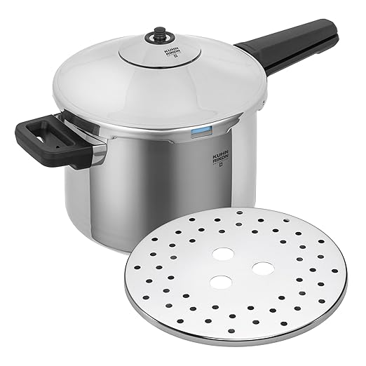 Kuhn Rikon Stainless Steel Duromatic Saucepan Pressure Cooker 5 Quart, Silver