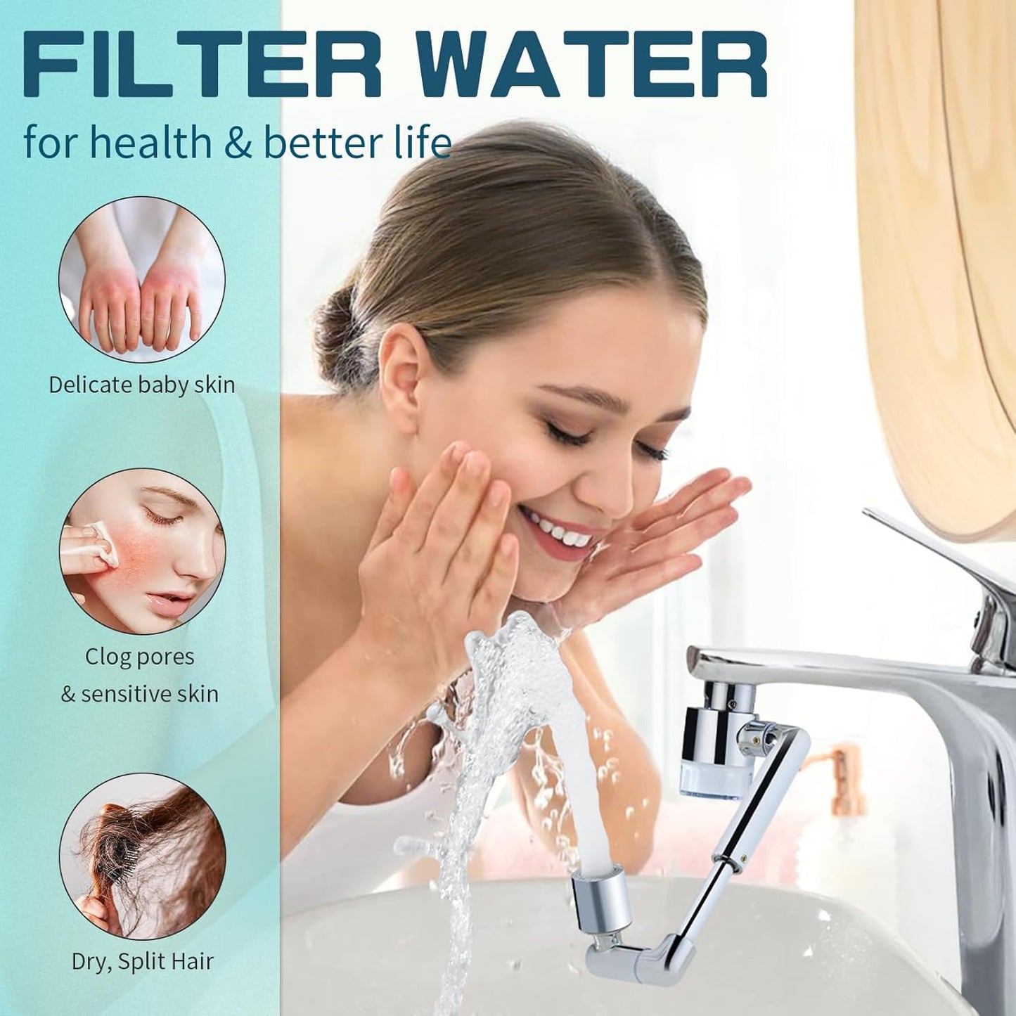 CECEFIN Carbon-Fiber Faucet Extender Aerator-Water-Filter - 4pcs 1um Micro-Porous Chlorine Purifier, High Density Sediment Filtration, 1"(D)*1.47"(H) Filtered Cartridge for CECEFIN Swivel Aerator